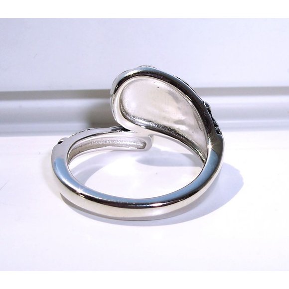 925 STERLING SILVER Cute Floral Spoon Ring - Picture 9 of 16